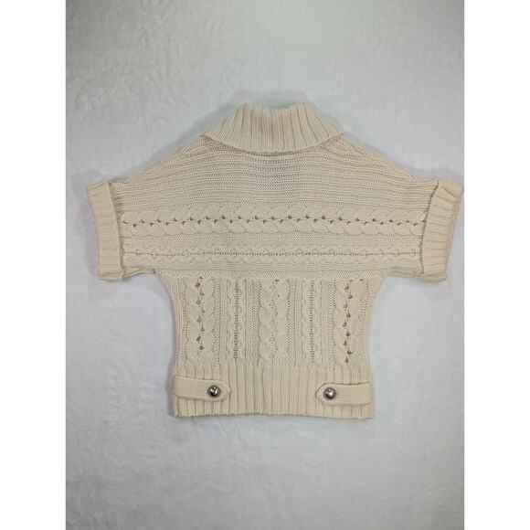Ivory Bat Wing Cable Knit Cardigan w/Hidden Metal Snaps Size Medium by Nine West - Picture 8 of 11